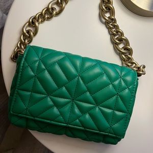 ZARA Green Shoulder Bag w/ Gold Chain